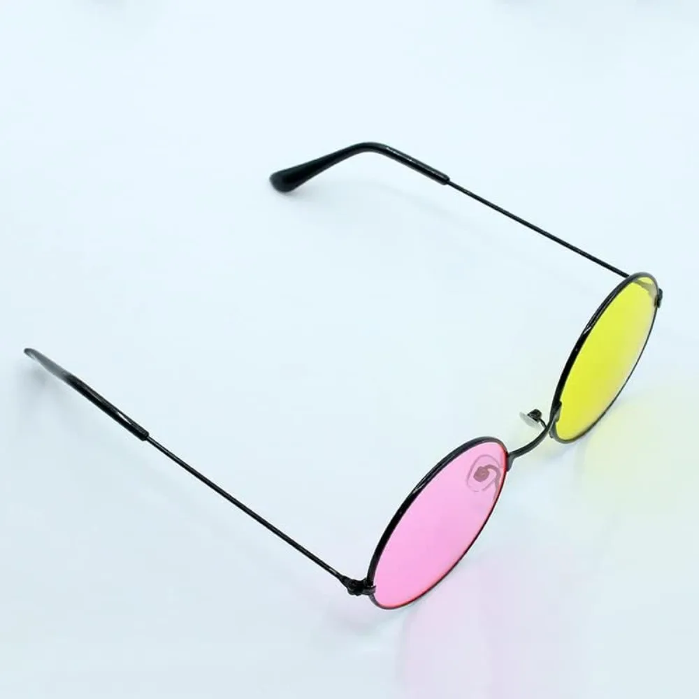 Spamton Deltarune Cosplay Glasses, Anime Boss Plush Yellow Pink Mixed Color Round Frame Sunglasses Cos Prop Halloween image 4