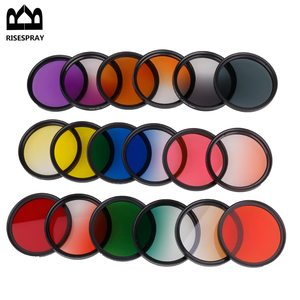 NEW 49 52 55 58 62 67 72 77 mm DSLR Camera Lens Red Orange Yellow Green Blue Purple Grey Pink Brown Color Filter for Canon Lens