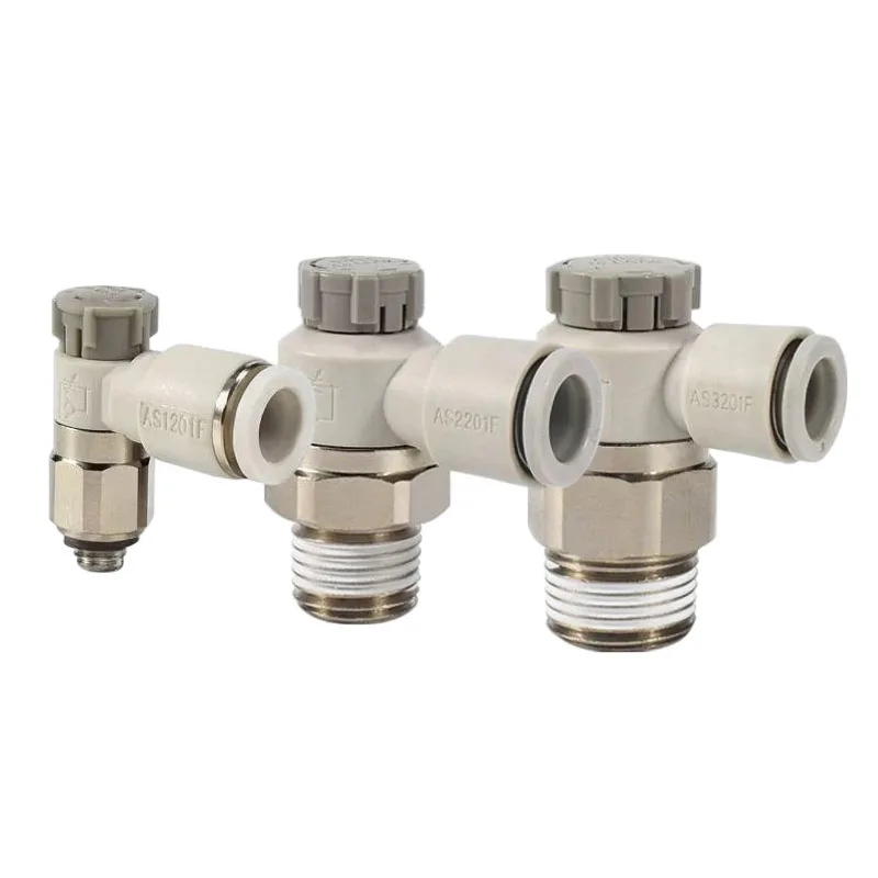 10PCS Speed Controller Set with One-Touch Fitting Meter-Out Throttle Valve Pneumatic Fittings AS1201F AS2201F 3201F for Quick In