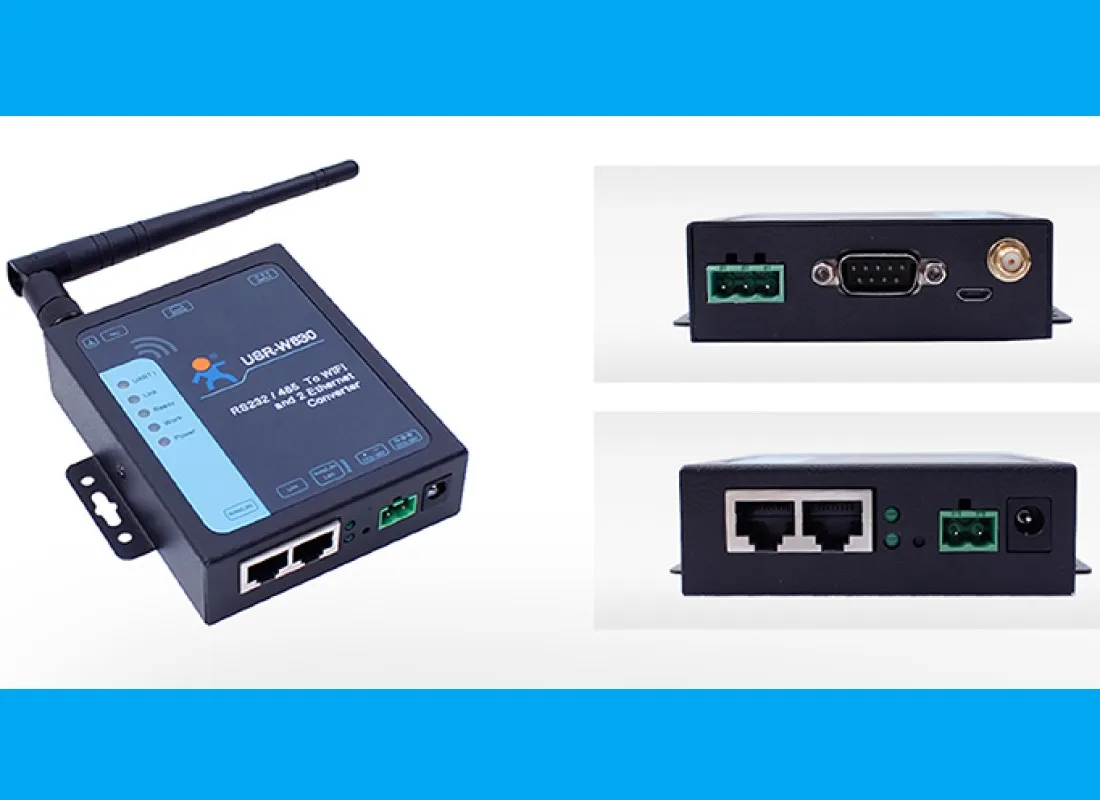 USR-W630 Ethernet Serial RS232/ RS485 a servidor WiFi, convertidor Modbus RTU a Modbus TCP compatible con 2 puertos Ethernet, Modbus RTU