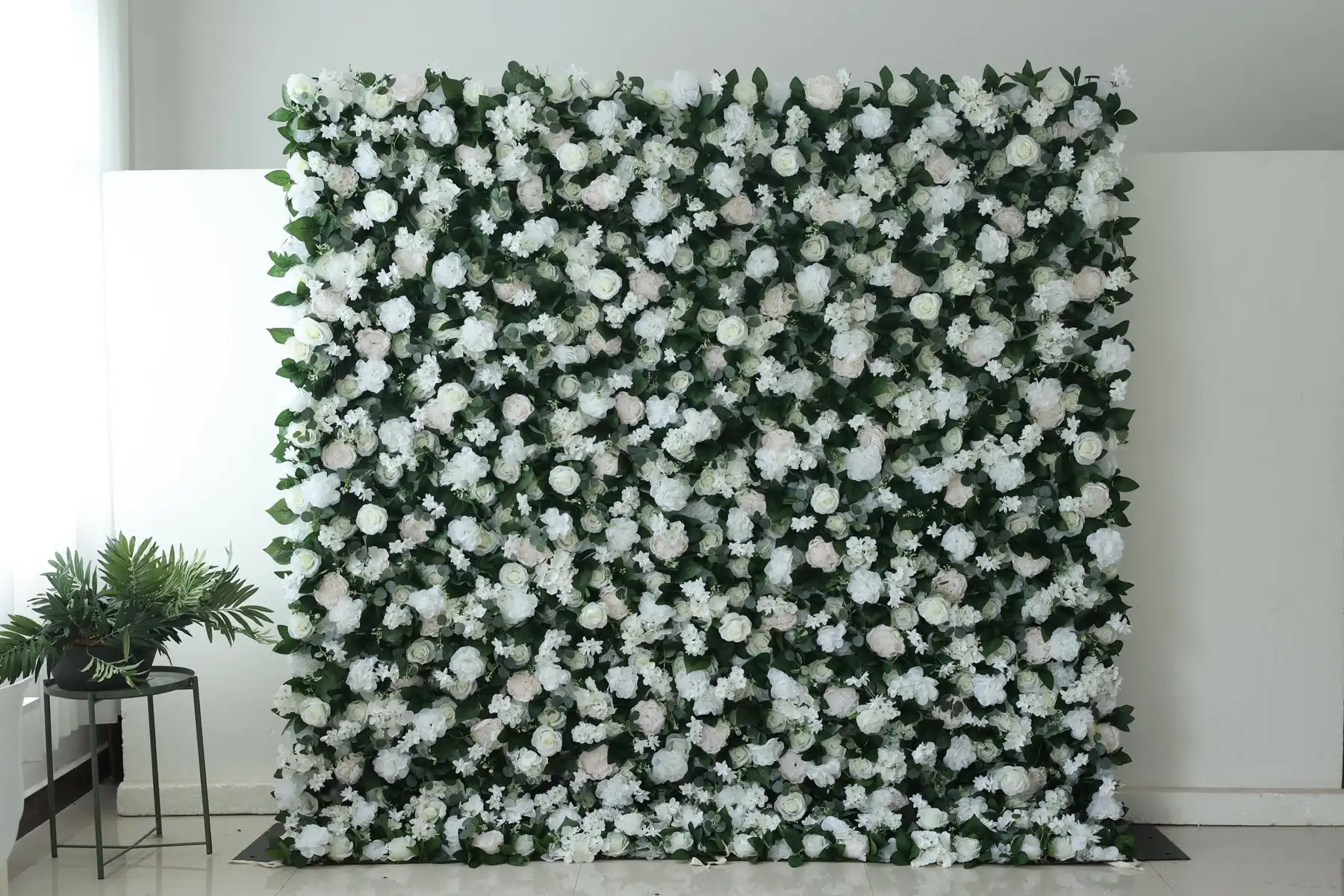 Royal Series Deluxe Edition White rose green leaves Orchid 3D Cloth Floral Wall Wedding Backdrop Event Party Decoration Props