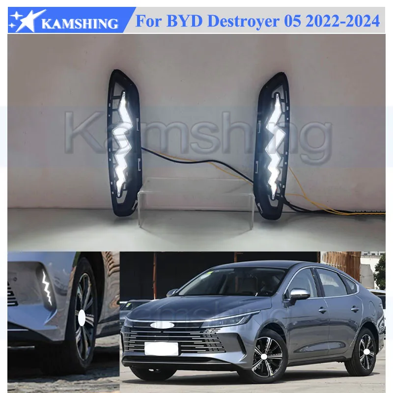 Kamshing 1 Set Modifying LED Daytime Running Light DRL For BYD Destroyer 05 2022-2024 Front Fog Light Fog Lamp Daytime Light