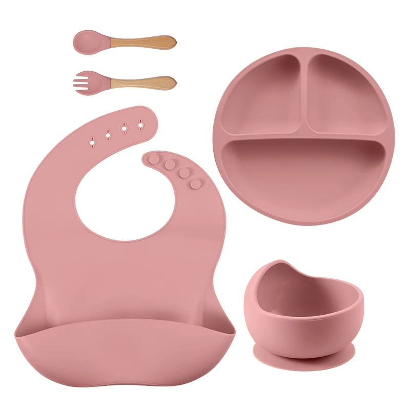 BPA Free Baby Silicone Tableware Set Divided Baby Plates Feed Bowls Straw Cup Spoon for Toddler Train Cute Owl Children Dishes