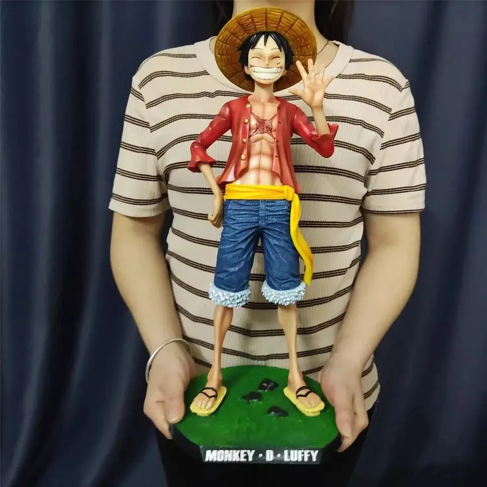 One Piece 42.5cm Straw Hat Monkey D. Luffy Gk Large 1/4 Big Smiley Anime Figures Doll Statue Model Ornament Decorative Gifts Toy