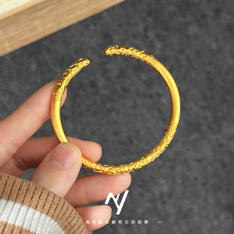 

9999 real glod Wholesale of women's open bracelets with a sense of ancient and national trend design and ethnic style