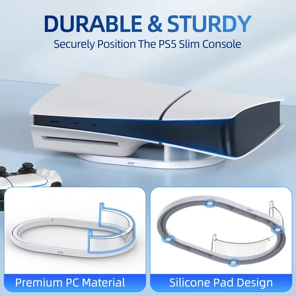 Support Horizontal IINE Compatible pour Console Sony PS5 Slim pour disque et édition numérique, installation facile, station d'accueil antidérapante et Anti-chute
