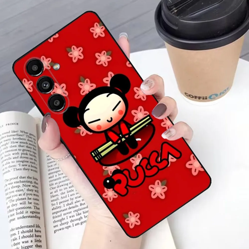 Cute Pucca G-Garu  Phone Case For Samsung S24,23,22,30,21,10,9,Ultra,Plus,Lite,FE,Soft Silicone Black Cover