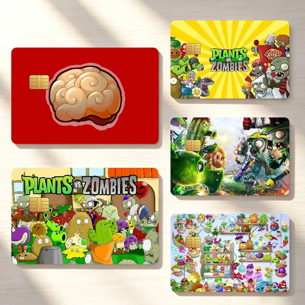 Classic Game P-Plants Vs. Z-Zombies Credit Card Skin Stickers For Bank Bus Metro Cards Waterproof Anti-Scratch Gift 4PCS