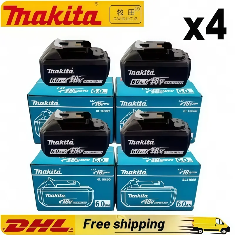100 % Original-Makita-Akku, 6,0 Ah wiederaufladbarer 18-V-Akku, ersetzt Makita BL1830B L1840B L1850B L1860B, Akku für Elektrowerkzeuge