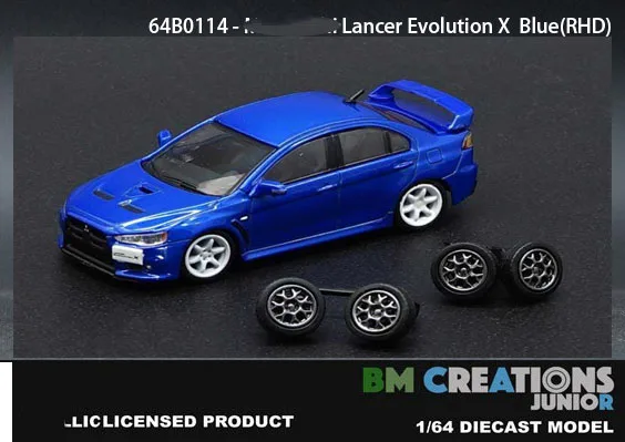 New 1/64 Scale Lancer Evolution X Miniature Cars Model by BM Creations JUNIOR 3 inches Diecast toys For Collection