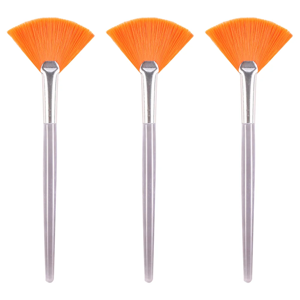 

3 Pcs Highlighters Mask Brush Makeup Tools Fan Mascara Facial Yellow Women's