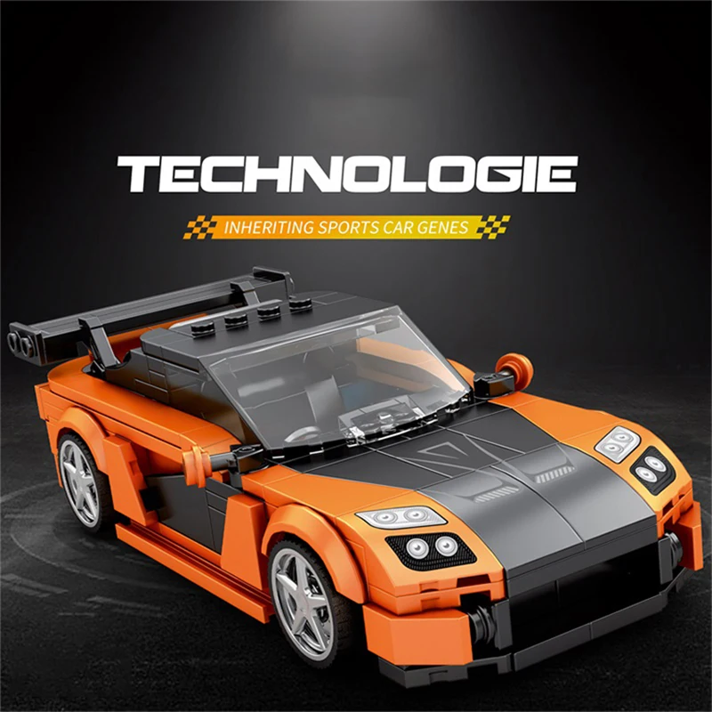 

1:24 оранжевый спортивный автомобиль RX7367PCS, строительный блок, модель спортивного автомобиля