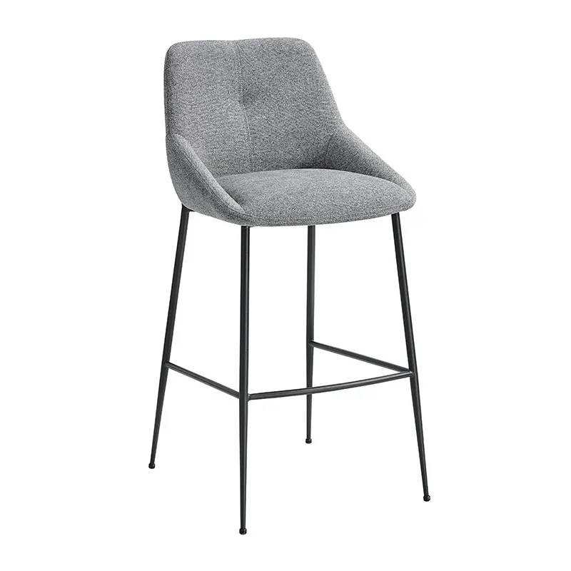

High Quality Bistro Bar Furniture Chair Steel Material Grey Upholstered High Bar Chairs