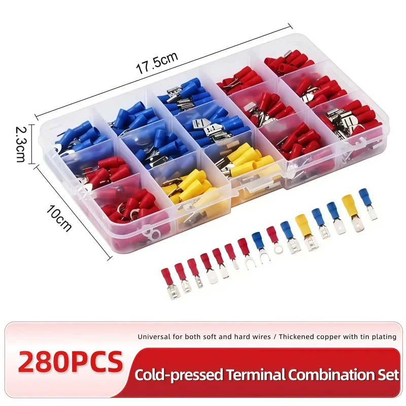 Repair Insulated Cable Connector Electrical Wire Crimp Spade Butt Ring Fork Set Ring Lugs Rolled Terminals Assorted Kit
