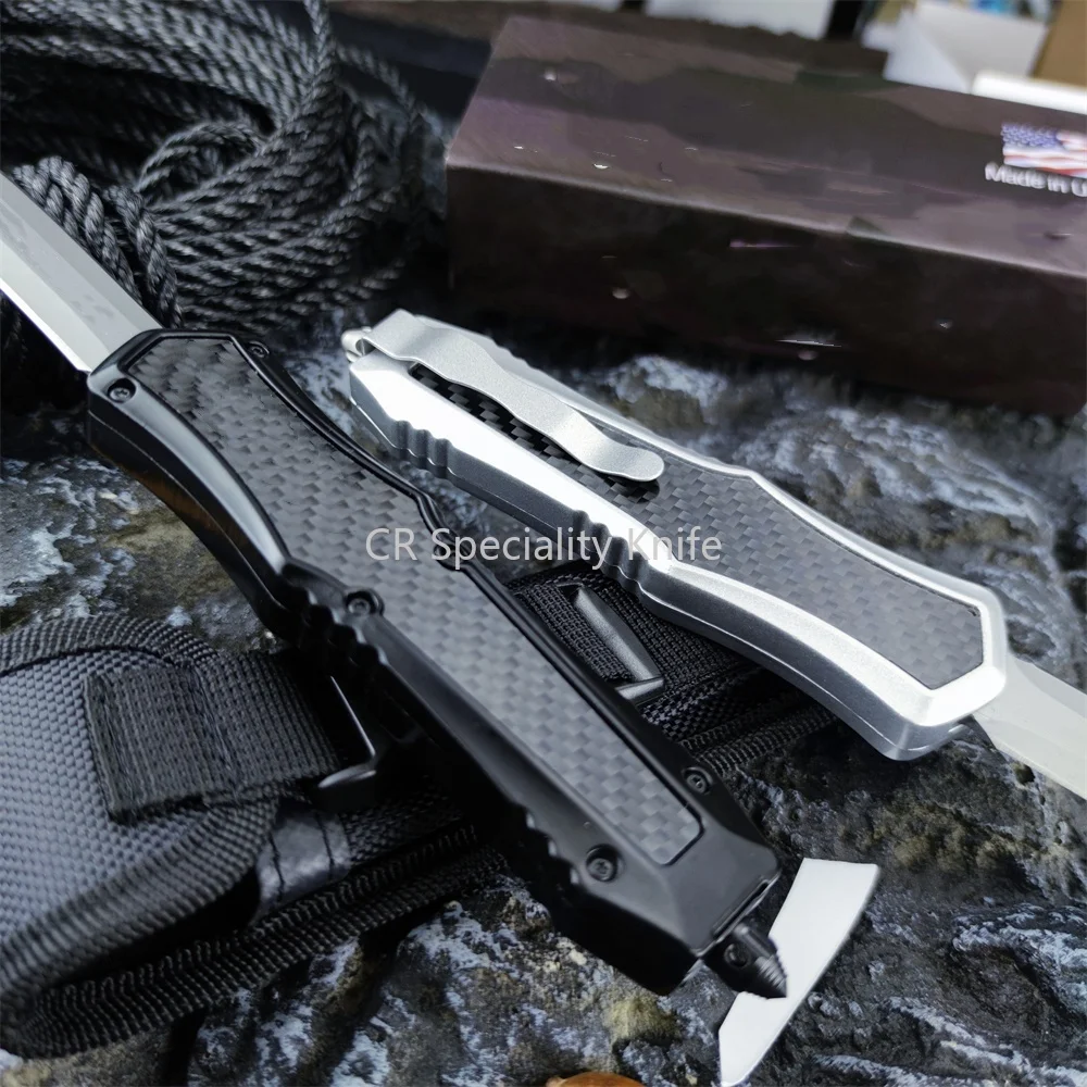 High Quality Tactical MICR OTF-Safety Au.to Folding Knife 440C Blade Zinc Alloy+carbon Fiber Handle Outdoor Hunting EDC Tool