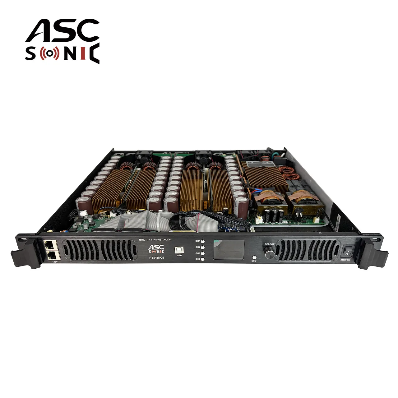 

Профессиональный 4-канальный сетевой усилитель мощности ASCSONIC FN18K4 с FIR-фильтром для аудиосистем (модель 2026 года)