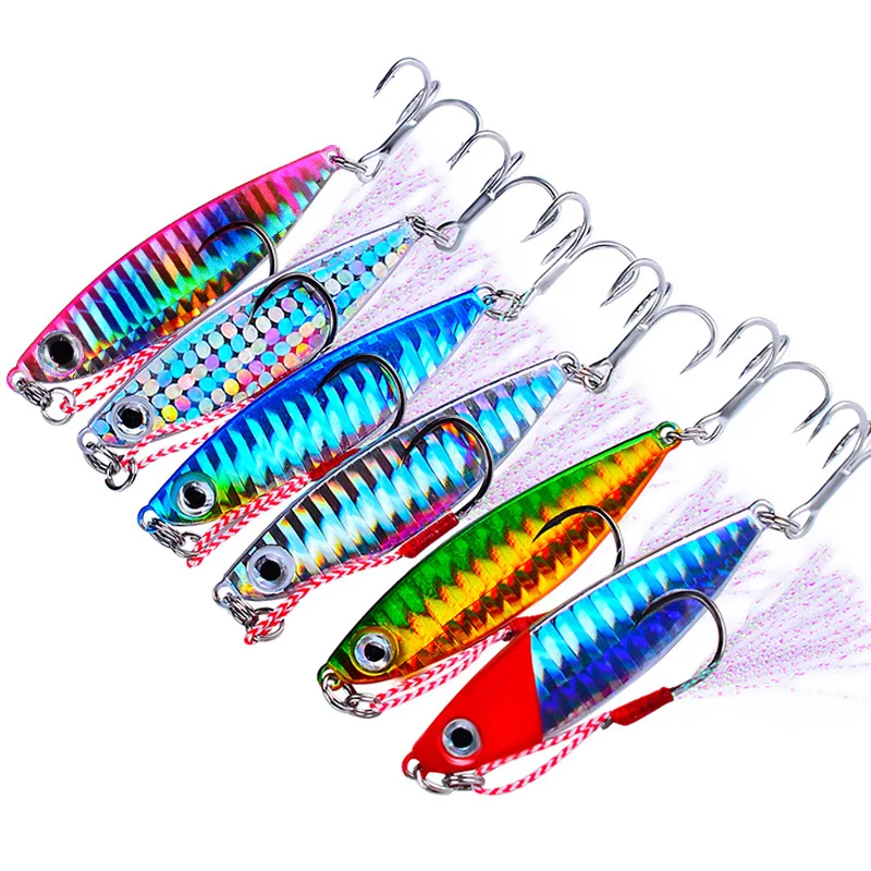 

6 Pcs Cast Metal stripe Bait Spinner Fishing Lures Jigs Trout Hard Baits Tackle Pesca Fish Jigging Set