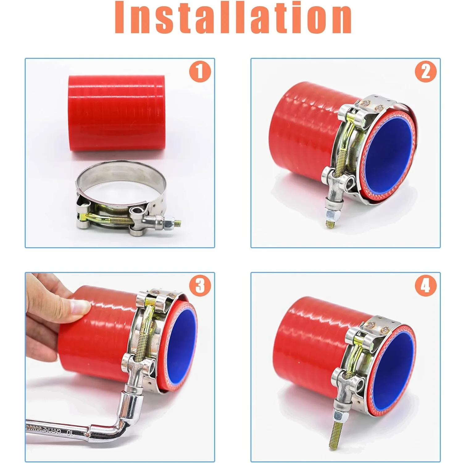 4pcs T Bolt Hose Clamps Pipe Clip Exhaust Welding Clamp Stainless Steel 304 28-116mm Automotive Adjustable Metal Clamp инструмен