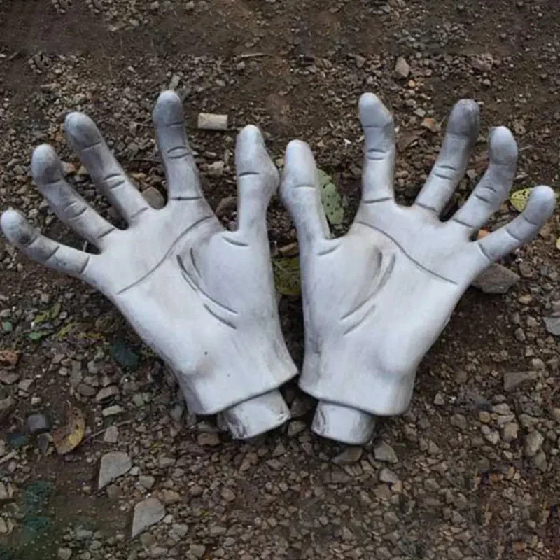 Dropshipping Halloween Decoration Realistic Life Size Skeleton Hands Plastic Fake Human Hand Bone Zombie Party Terror Scary Prop