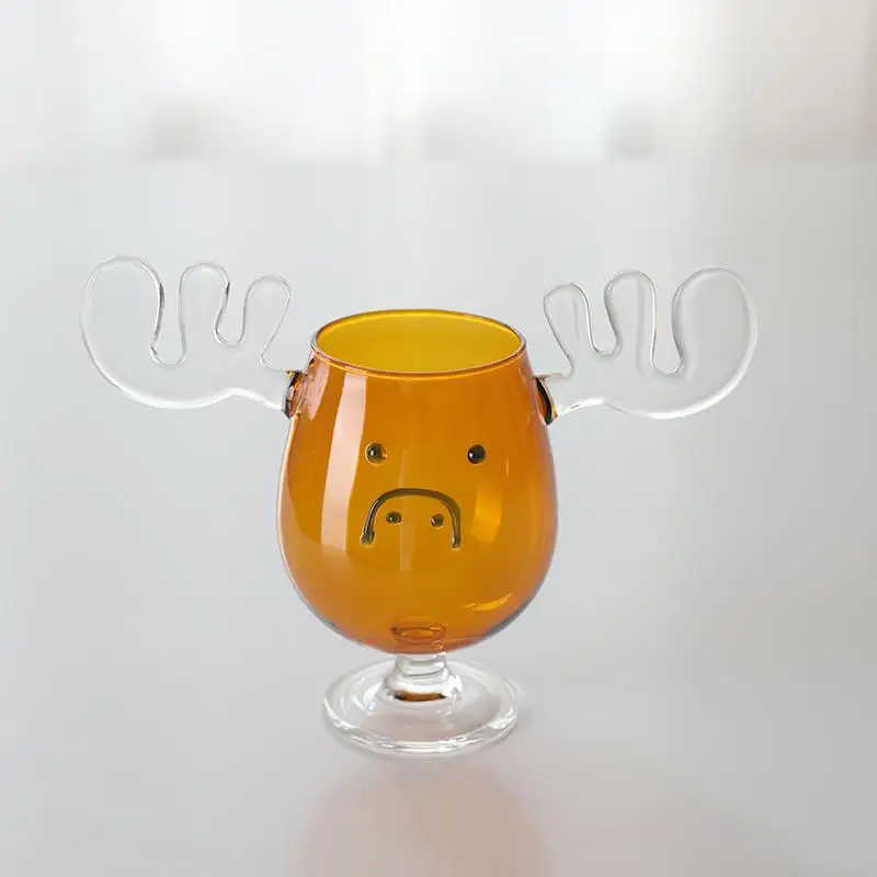 Creative Cartoon Antler Cup Handmade Production Heat-resistant High Borosilicate Glass Cute Elk Cup Birthday Gift