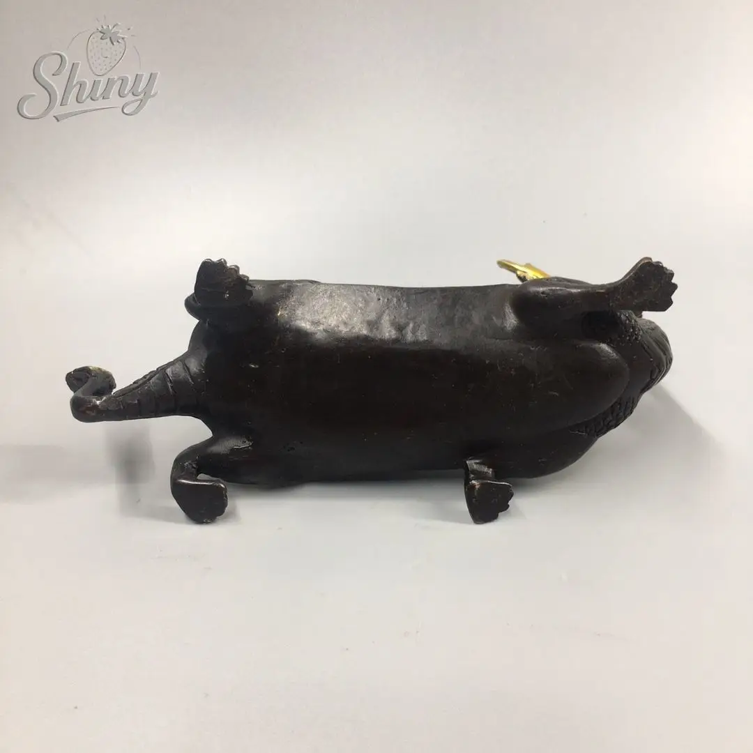 Antique China Vintage Dragon Turtle Statue Home Tea Pet Ornament  Bronze Wealth Animal Fengshui Sculptures Home Decor view 4
