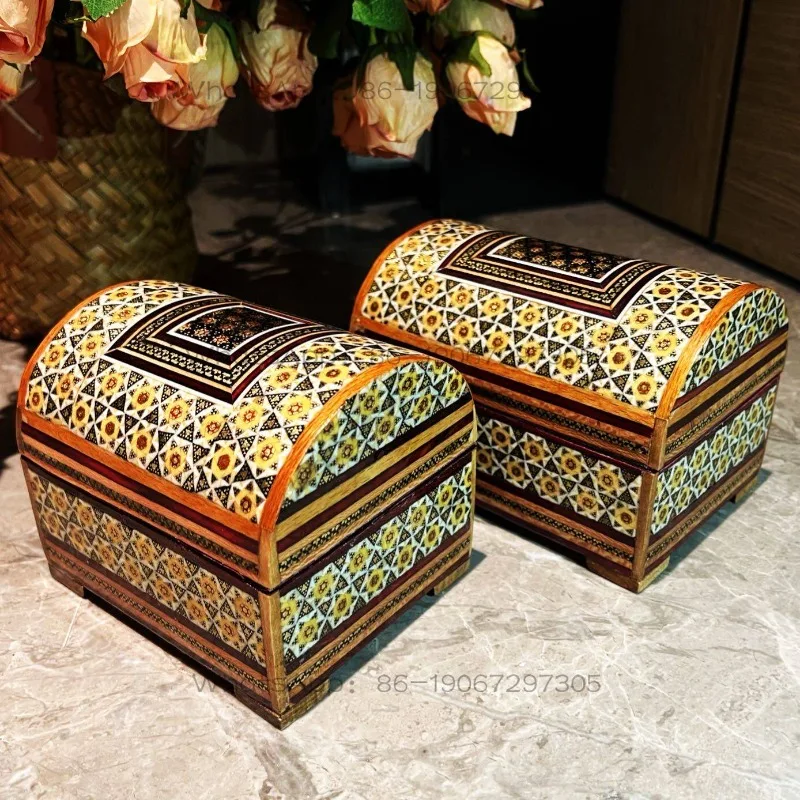 

Art Fine Hand-painted Collage Craft Jewelry Box Ethnic Gem Box
