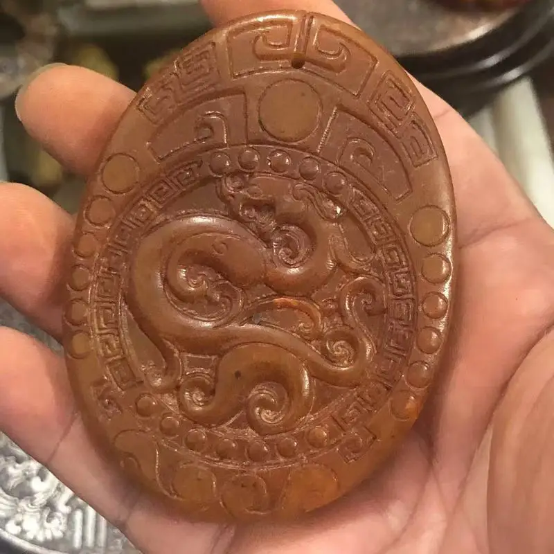 , ancient , old , natural Xiuyan jade carving, living room decorative ornament, phoenix pendant