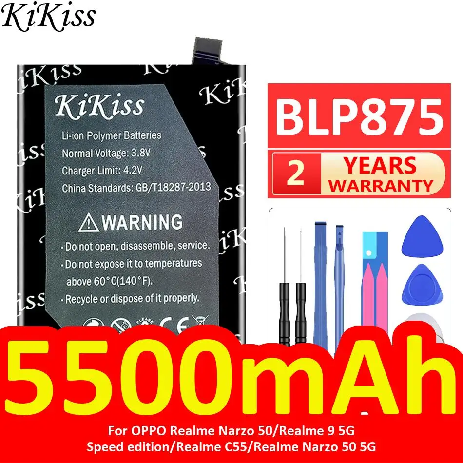 Premium Replacement 5500mAh For Oppo Realme 9 5G For Realme Q5i Q3S C55 Nfc Narzo 50 V23 Battery Safe BLP875