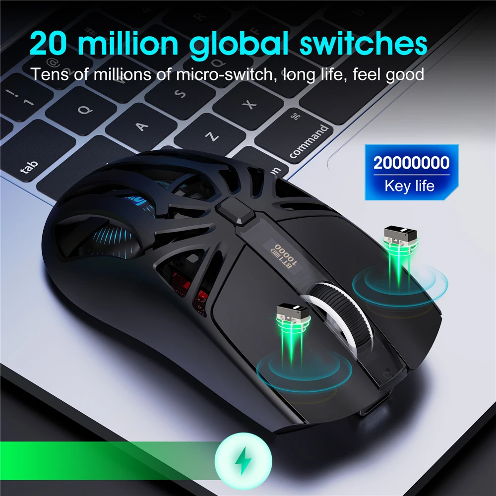 2025 New T400 3-mode wireless gaming mouse 1000HZ 500mAh rechargeable 10000DPI USB-type C macro optical office mouse for pc