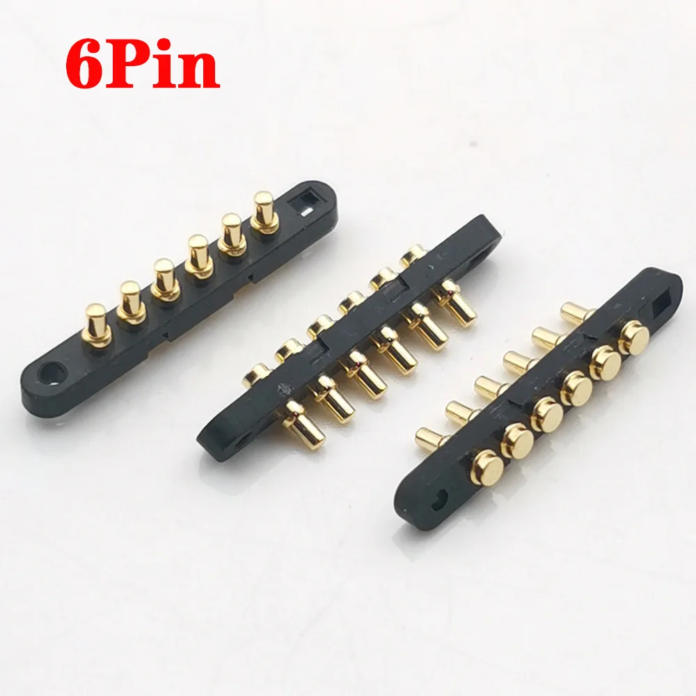 1-10pcs POGO PIN Spring Connector Antenna Thimble Gold Plated POGO PIN Test Probe Current Pin 6P Charging Connector