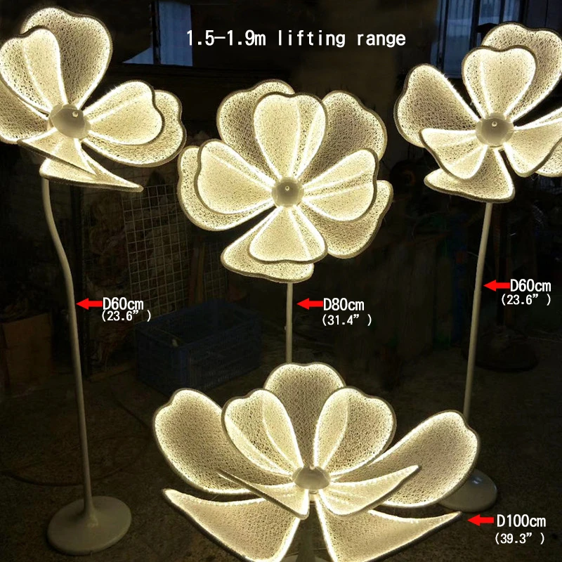 BERTH Modern LED Light White Lace for Party Stage Shining Peony Flower Road Lead Wedding Decoration Lamp