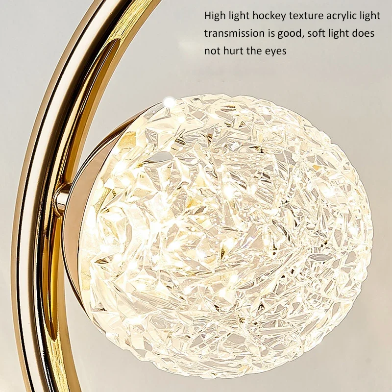 Nordic Luxury Ice Hockey Table Lamp Living Room Study Decoration Atmosphere Lamp Aluminum Alloy Acrylic Bedroom Bedside Lights