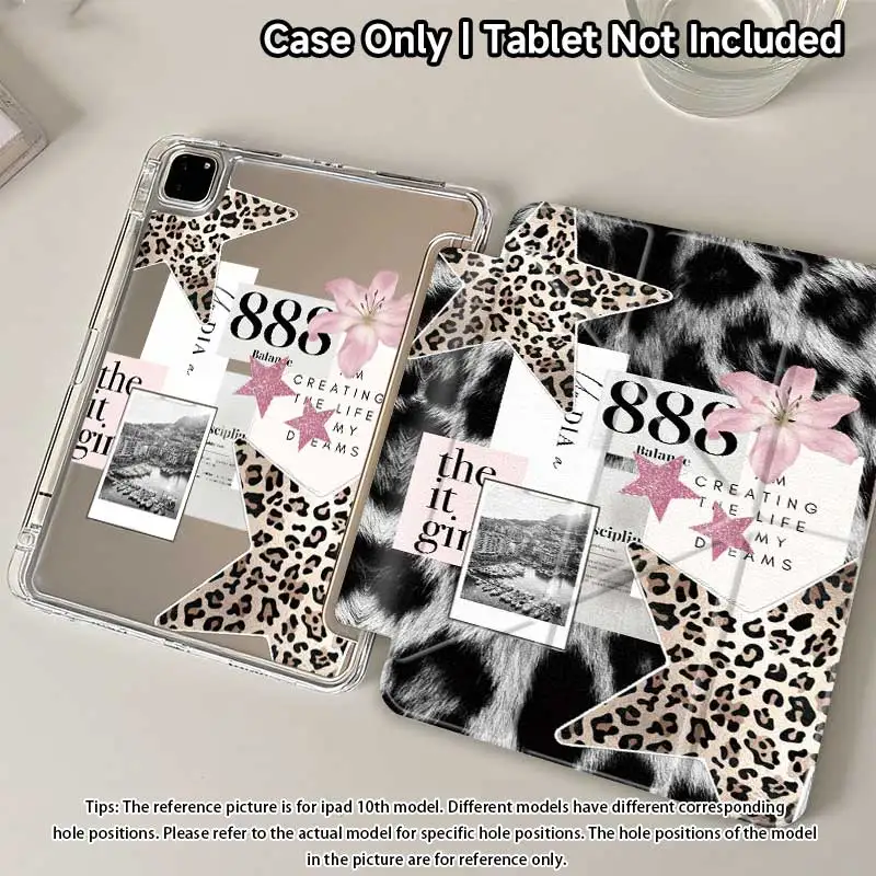 Y-fold stand protective shell for iPad A16 10/11th generation, iPad 10.2, Mini 6/7, Air 7/6/5/4, transparent acrylic back panel
