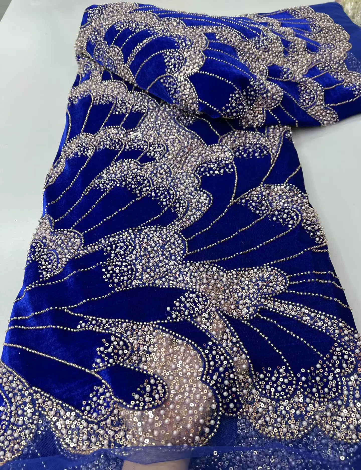 Black Sequins Velvet Nigerian Wedding Lace Fabric High Quality BeadsFrench Lace for Dress Making 2026 Luxury African Dess M235-1 view 3