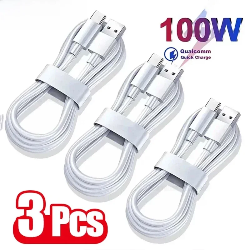 3PCS 6A 100W Type C Super Fast Charging Cable Data Cord For Samsung Huawei Xiaomi Redmi Quick Charing USB C Cables NNB