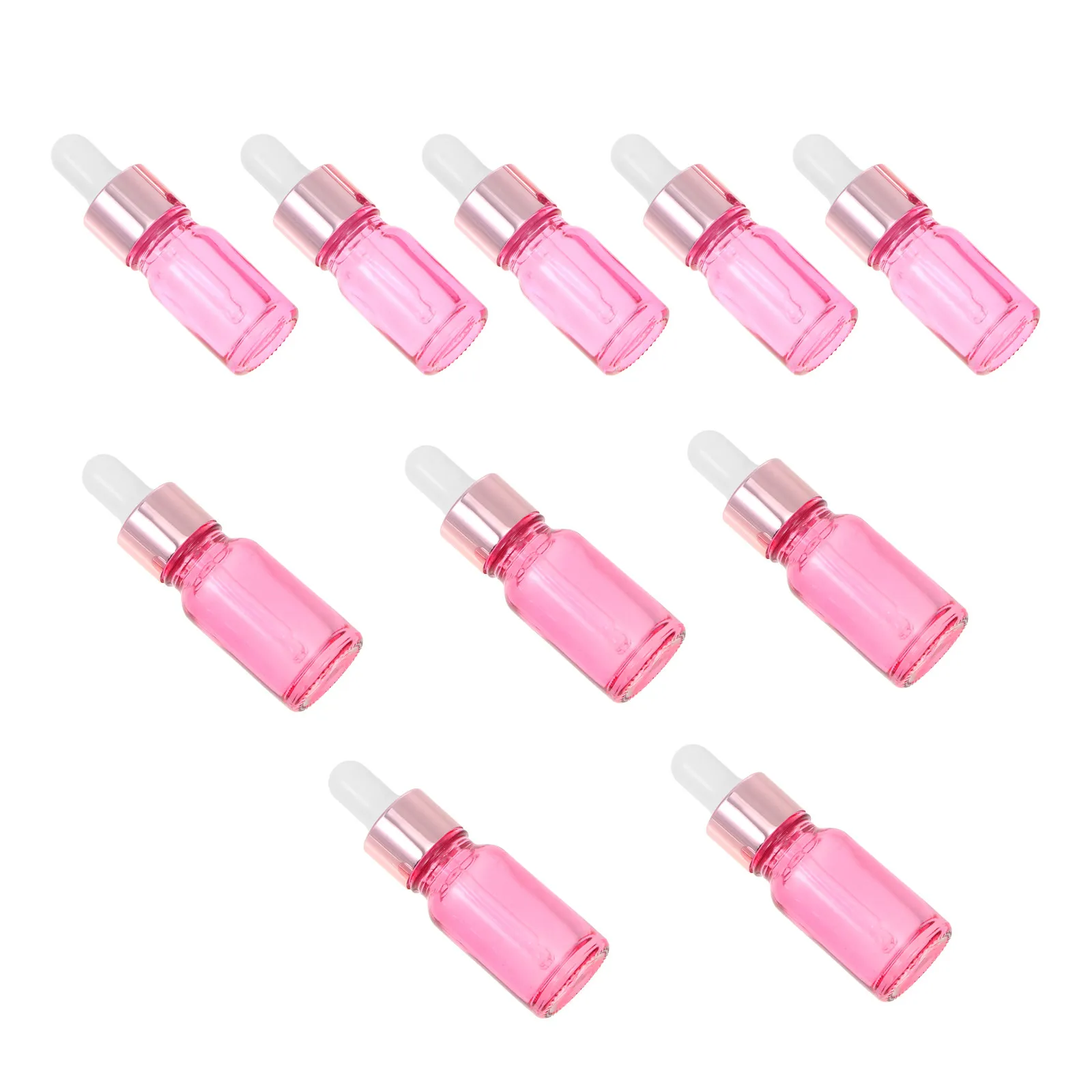 

1Set Essential Oil Bottles Rose Gold Aluminum Cap Thick Glass Dropper Bottles Travel Refillable Subpackaging Container