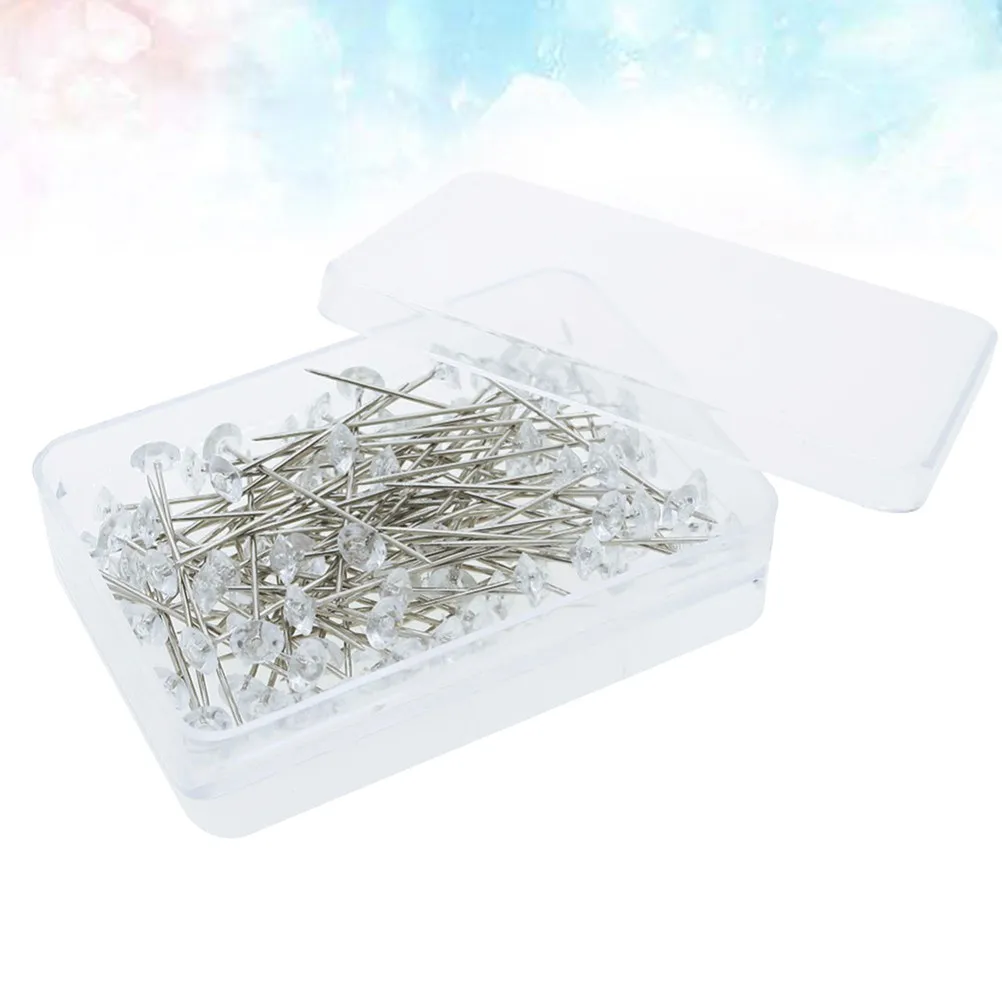 100Pcs 8Mm Crystal Diamante Pins Strong Non-Bend Tips for Wedding Flowers Bouquets Corsages Buttonholes Floral Crafting Art