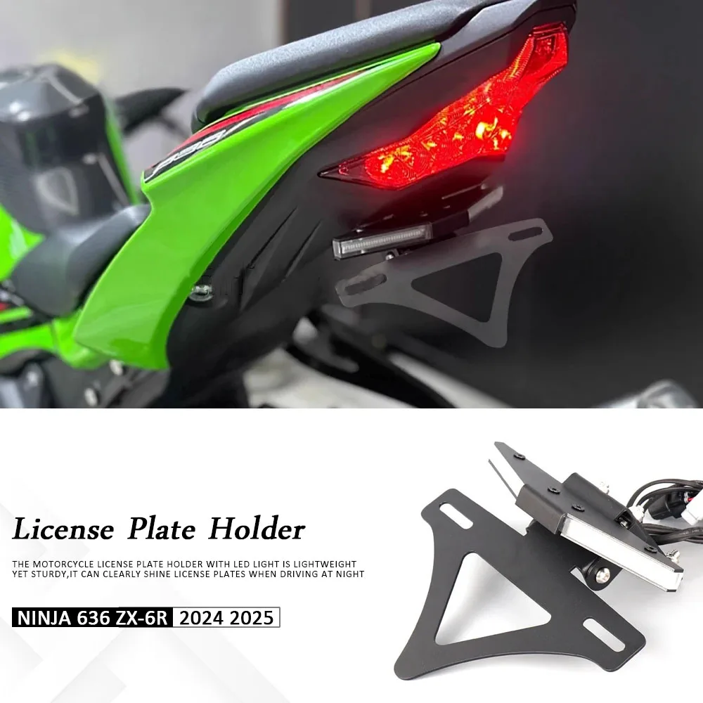 

Motorcycle ZX6R 2024 2025 License Plate Holder Tail Tidy Rear Fender Eliminator LED Light For KAWASAKI Ninja ZX-6R NINJA ZX 636