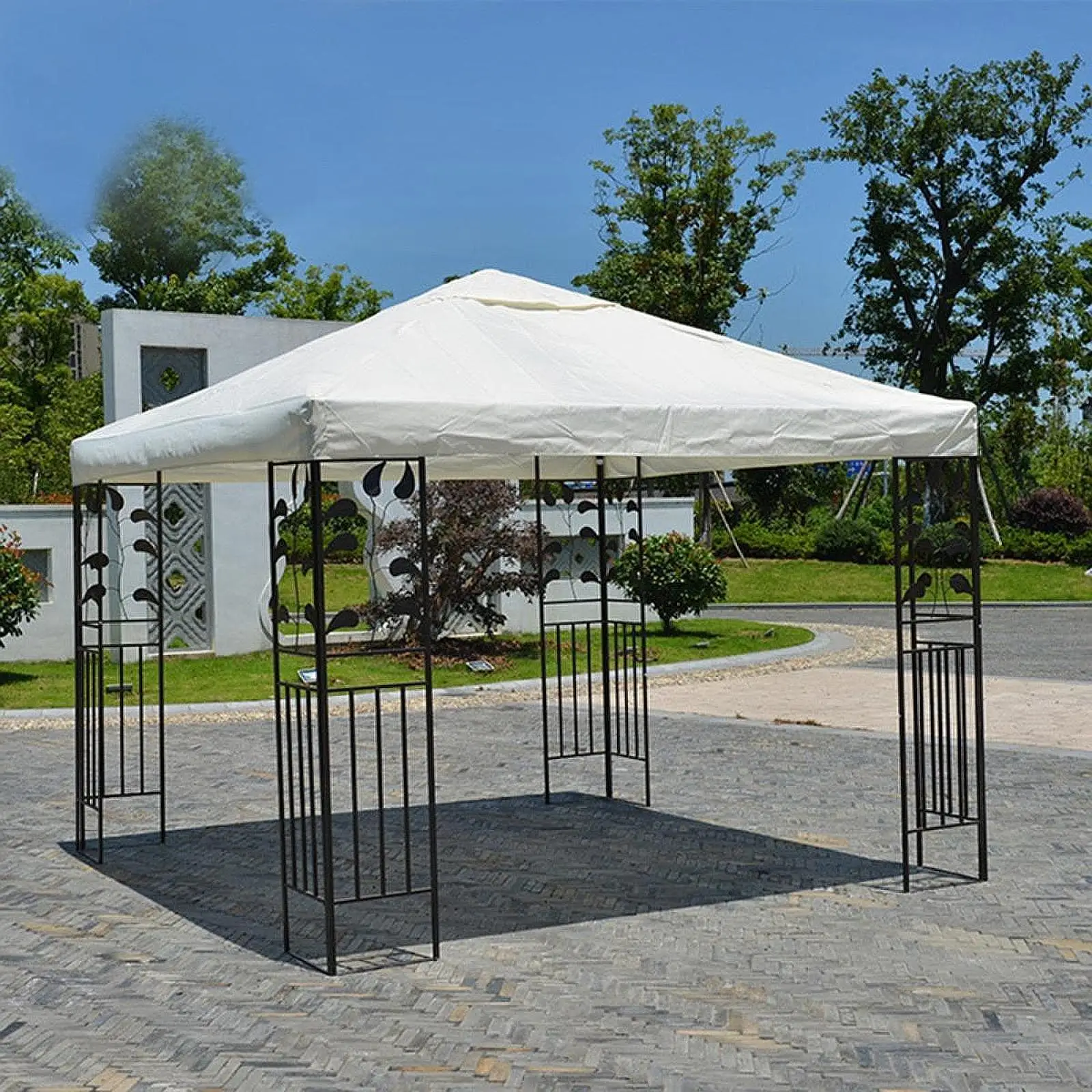 Canopy Top Cover with Air Vent Gazebo Roof Shelter Tarp Canopy Replacement Outdoor Sunshade Shelter Rain Tarp Umbrella Cover