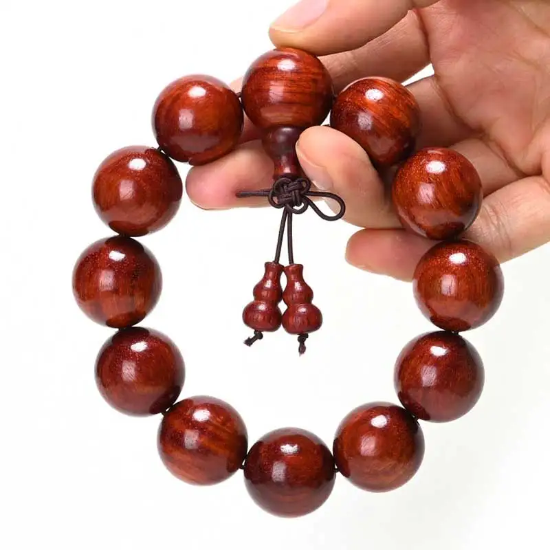 Genuine Goods Zambia Red Sandalwood 2.0 Beads Bracelet Boutique Same Material Rift Grain High Oil Density Comparable to Sandalwo