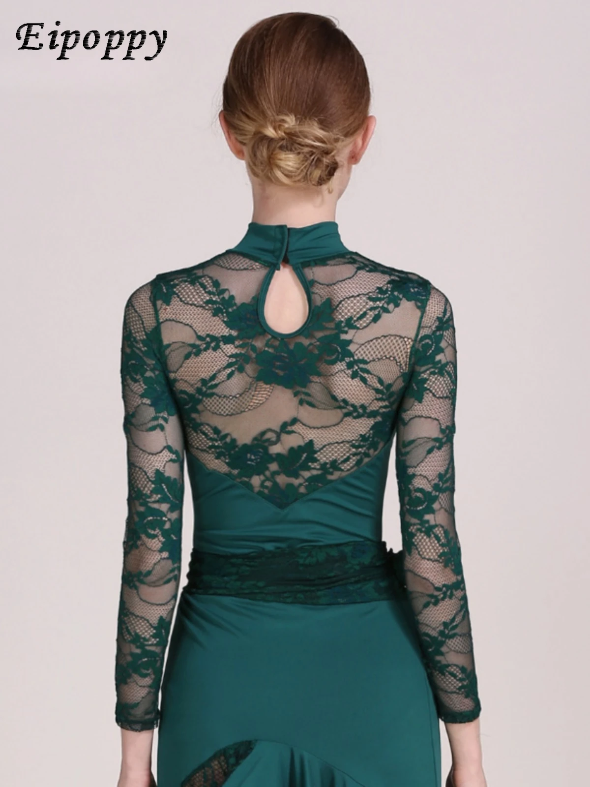 レースロンダンスウェア、長袖、全国標準ダンスウェア、モダンな練習用トップス