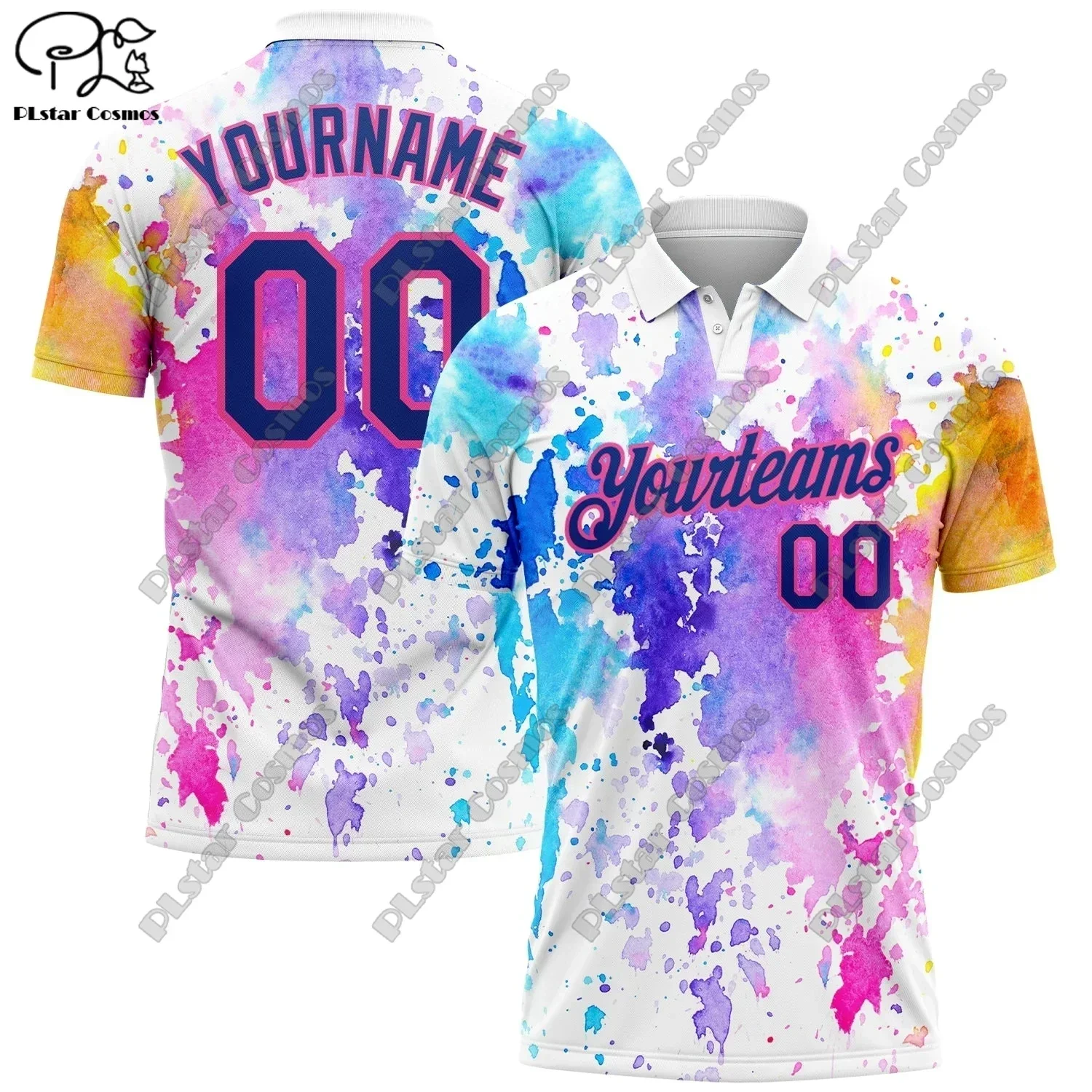 New personalized 3D printed gradient tie-dye graffiti pattern golf POLO shirt for men and women casual team sports series J-3