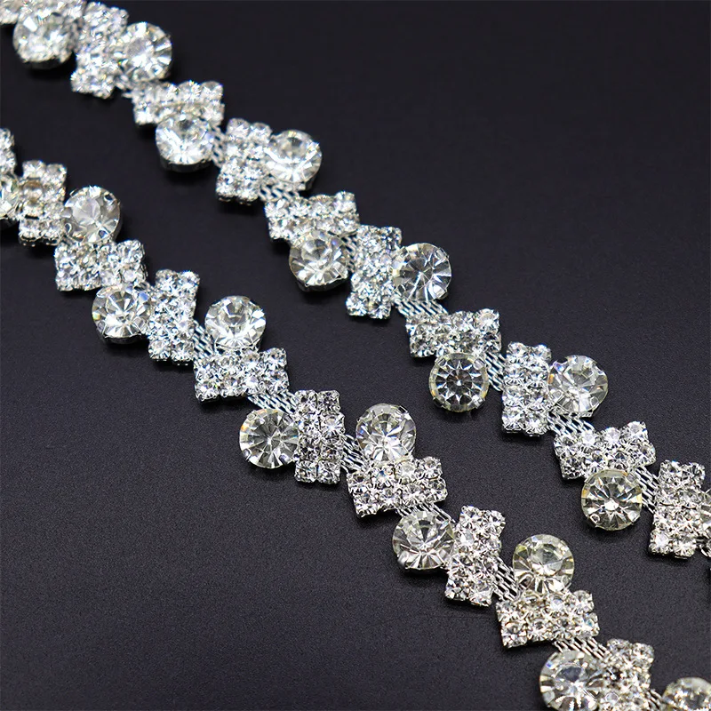 1 Yard Crystal Rhinestone Chain Trimming Garment Decoration Bling Decorative Rhinestone Chain for Clothing