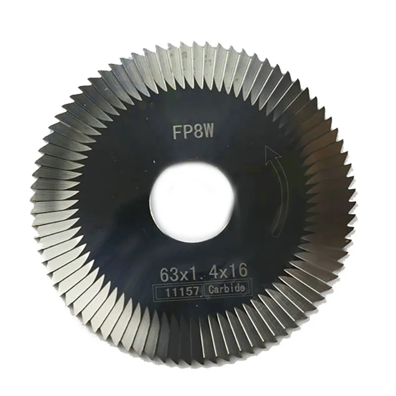 FP8W 텅스텐 스틸 3 면 엣지 밀링 커터, 키 복사 절단기, 톱날, 63x1.4x16mm