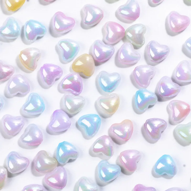 40Pcs AB Acryl Herz Form Perlen Lose Spacer Perlen Für DIY Anhänger Schlüsselbund Halskette Armband Schmuck Machen Zubehör