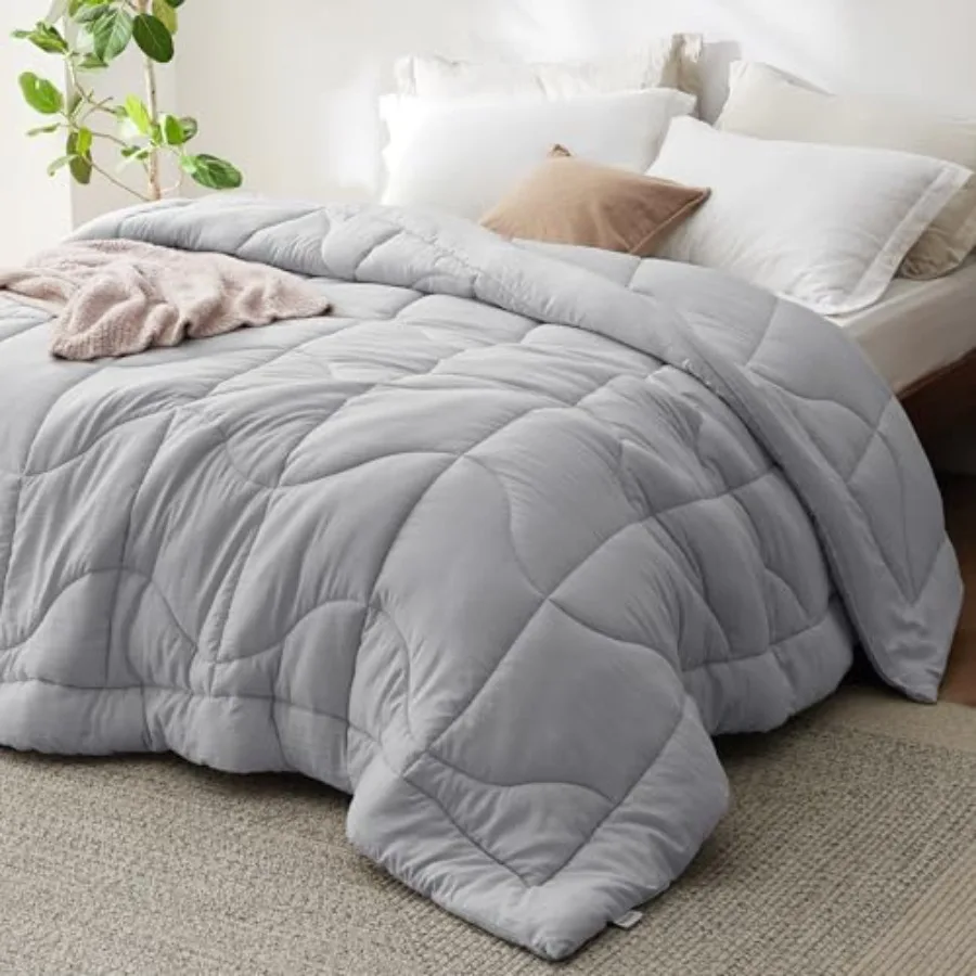 Comforter Size - Comforter for All Season Ultra-Soft Quilted Down Alternative and Prewashed Duvet Insert Blanket for Bed with 4
