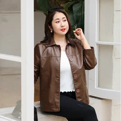 Spring and Autumn Women's Casual Versatile Coat Korean Commuter Leather