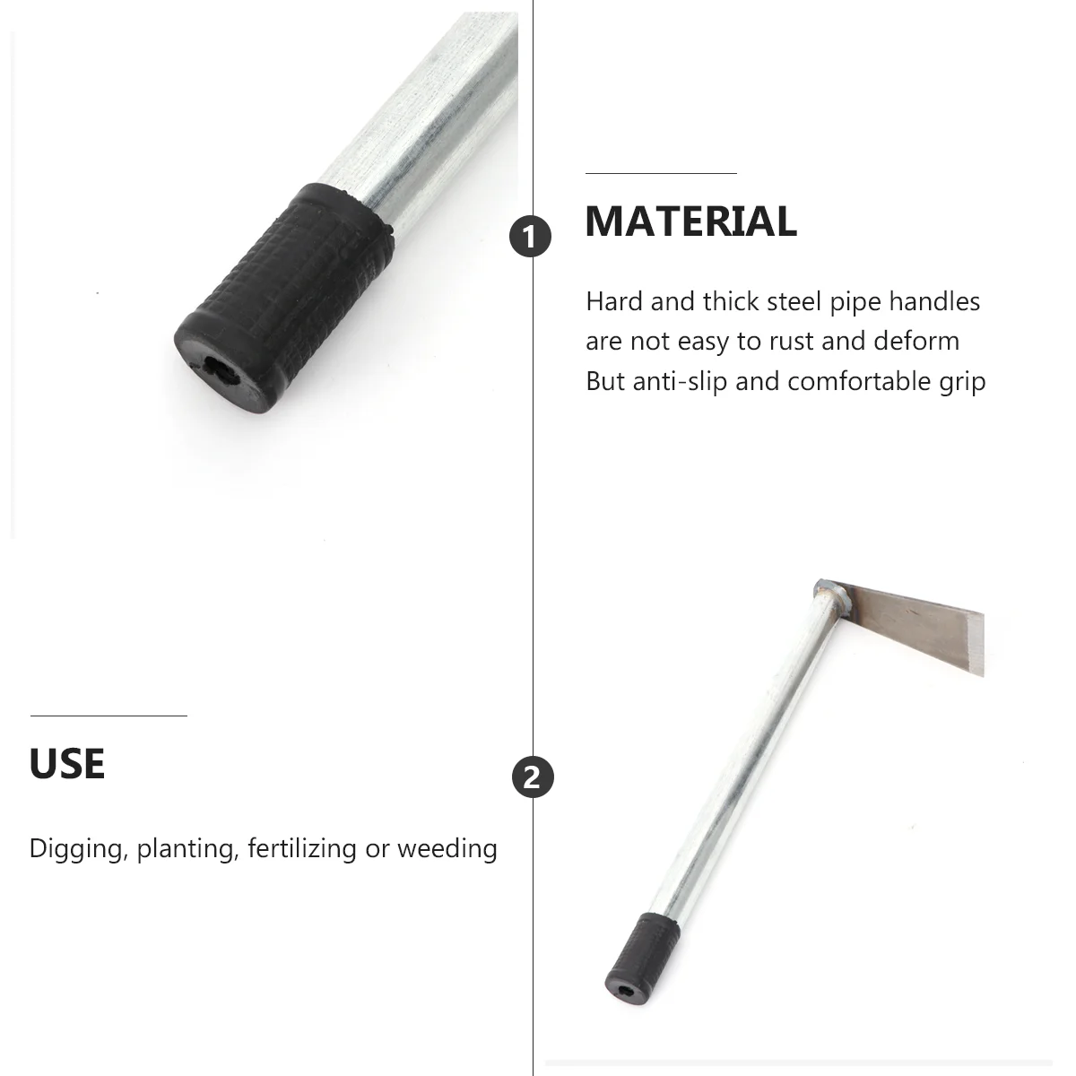 

2pcs Stainless Steel Hoe Garden Tool Durable Steel Hoeing Tool Planting Weeding Farming Ergonomic Handle Anti-Rust Balcony