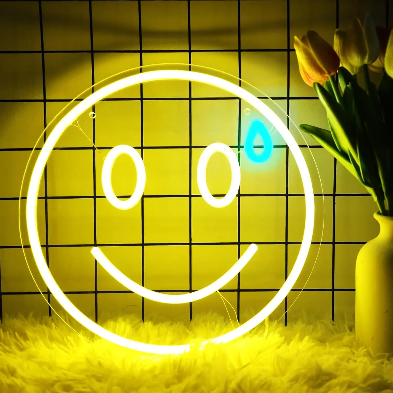 

Smiley Face Neon Sign,Smile Face Led Light up Sign,for Home Kids Room Office Wedding Birthday Party Decor for Christmas Gift