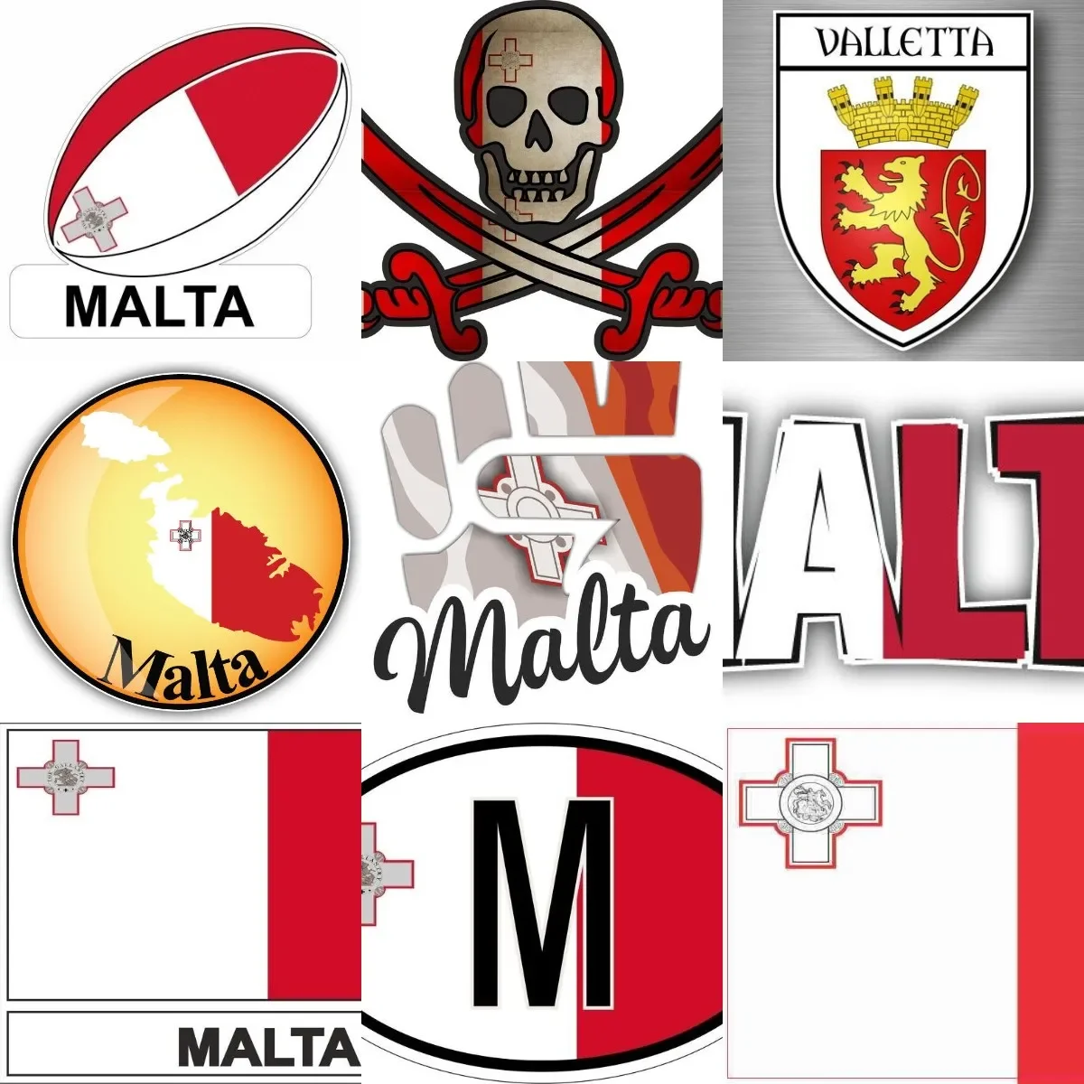 

M Malta Flag Emblem Creative Personalized PVC Waterproof Stickers for Decorate Car Van Suv Wall Room Truck Table Off-road Fridge